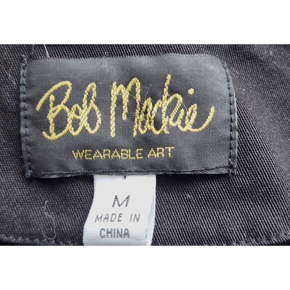 Jacket/Top-Bob Mackie Wearable Art-Black-3/4 Sleeves-Embroidery-Necklace Look-M - Picture 7 of 14